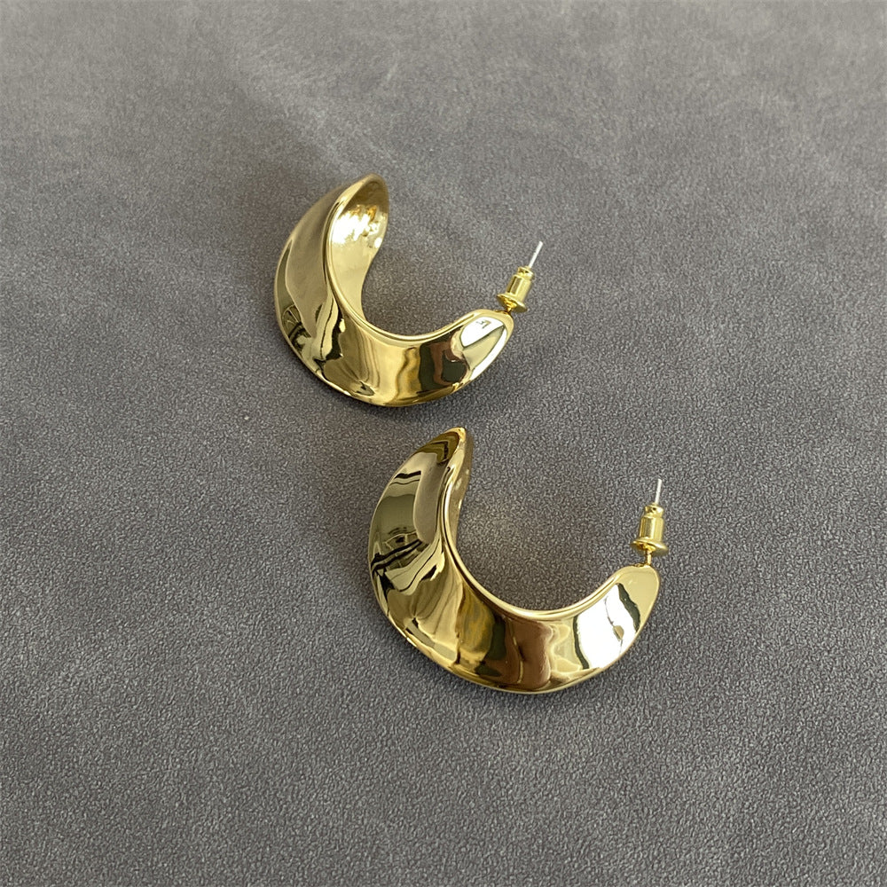 Pendientes Rizados Planos Modernismo Oro