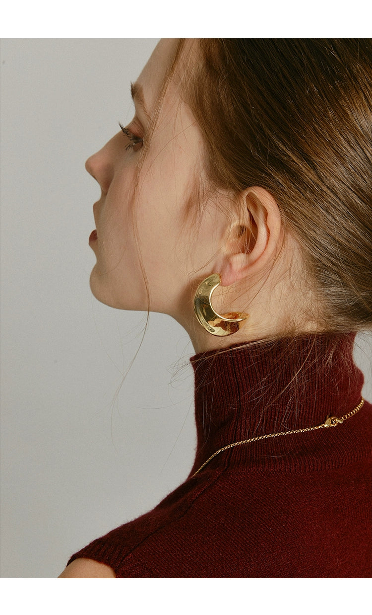 Pendientes Rizados Planos Modernismo Oro