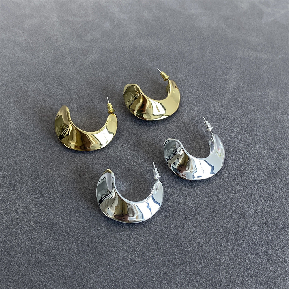 Pendientes Rizados Planos Modernismo Oro