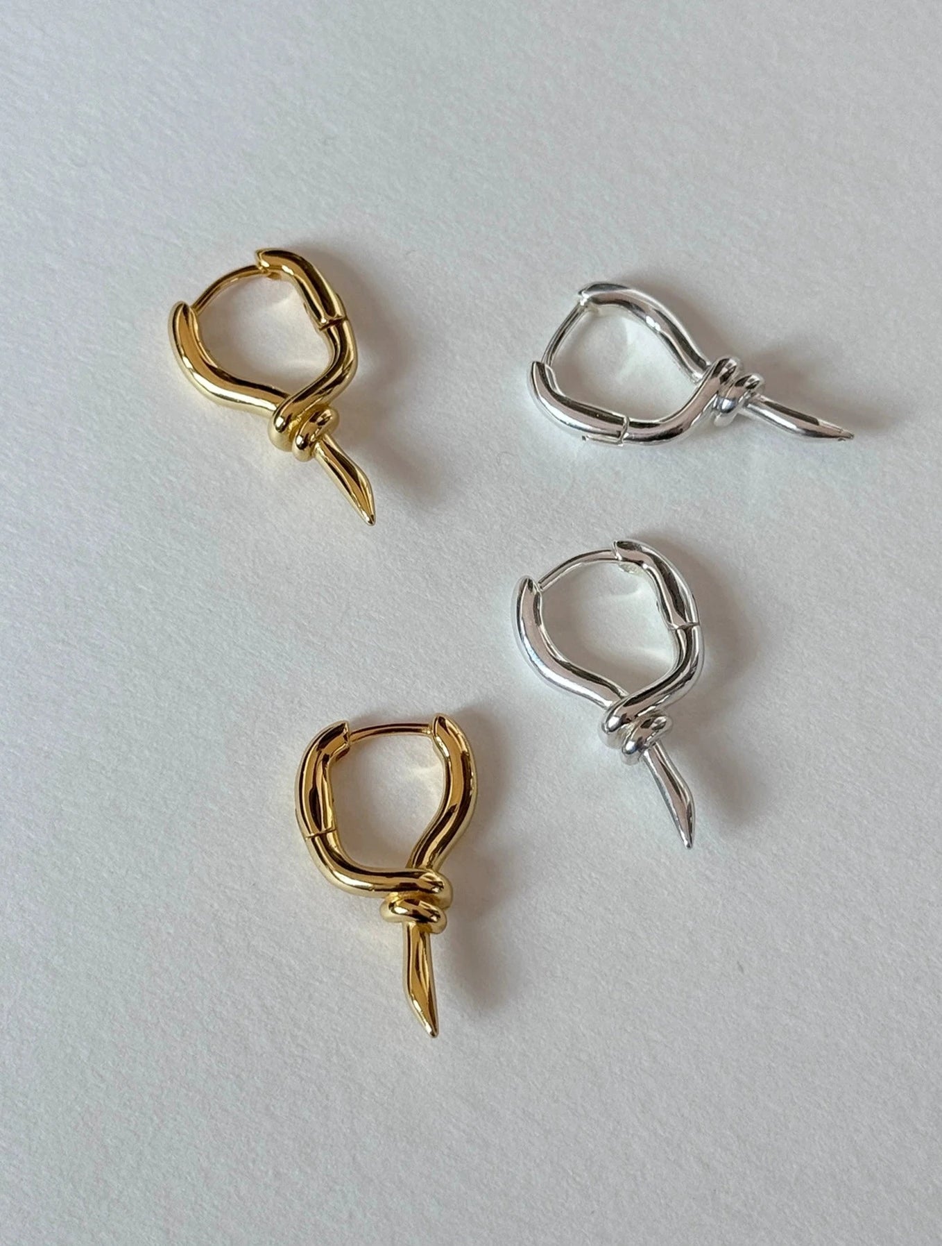 Pendientes Aros Colgantes Nudo Oro/Plata
