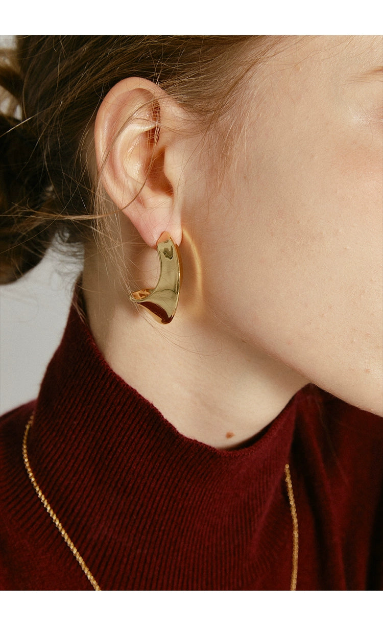 Pendientes Rizados Planos Modernismo Oro