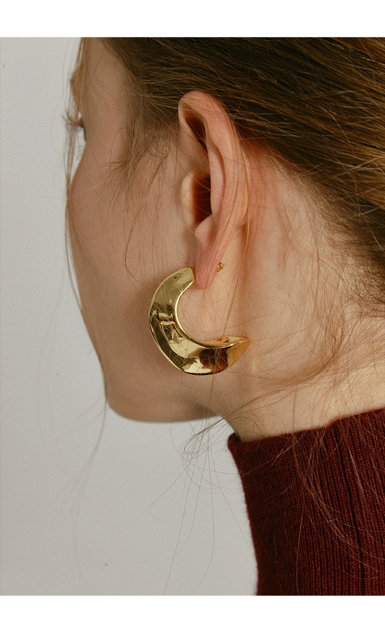 Pendientes Rizados Planos Modernismo Oro