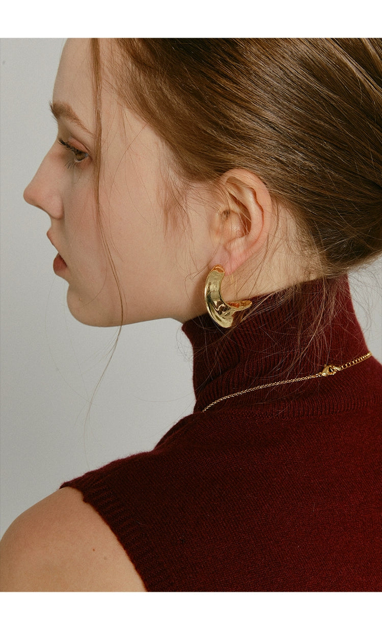 Pendientes Rizados Planos Modernismo Oro
