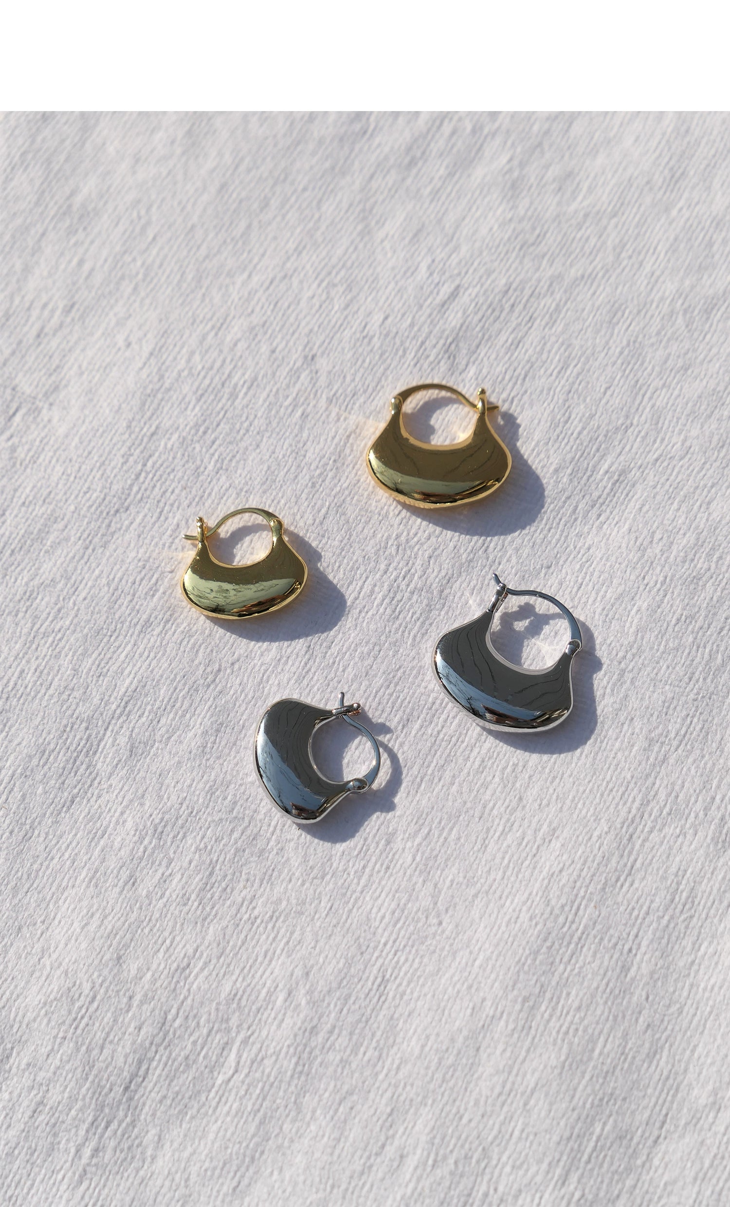 Pendientes Aros Ginkgo Oro y Plata 2 Tamaños