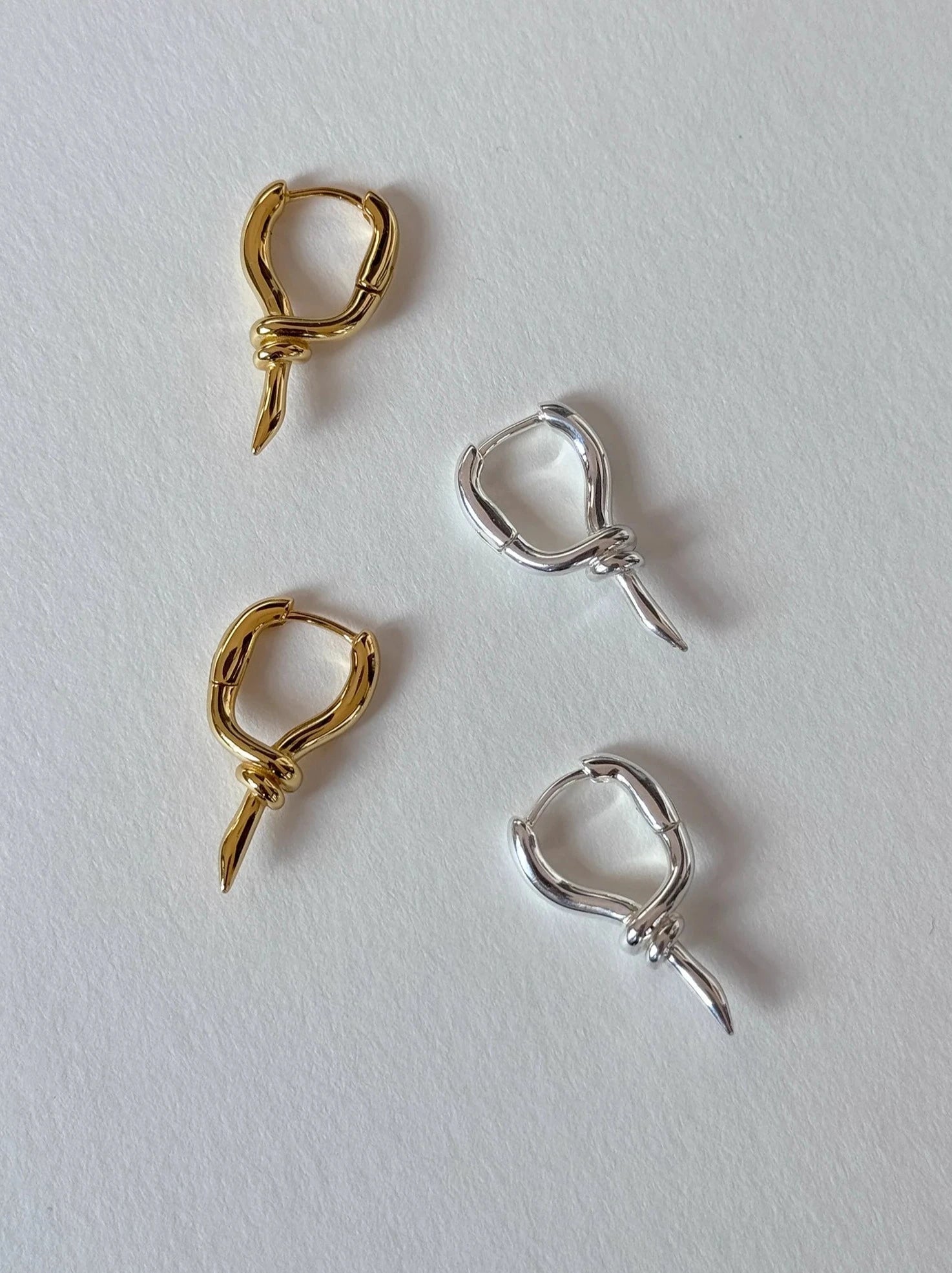 Pendientes Aros Colgantes Nudo Oro/Plata