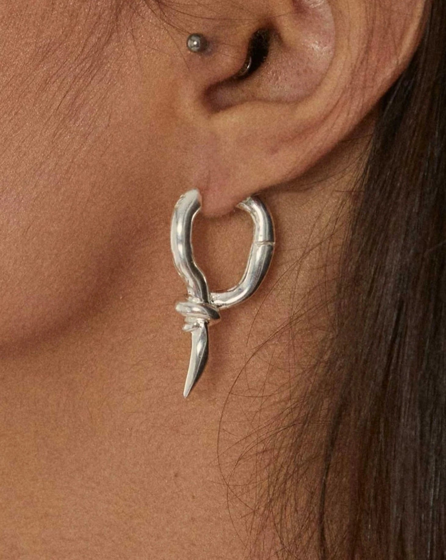 Pendientes Aros Colgantes Nudo Oro/Plata