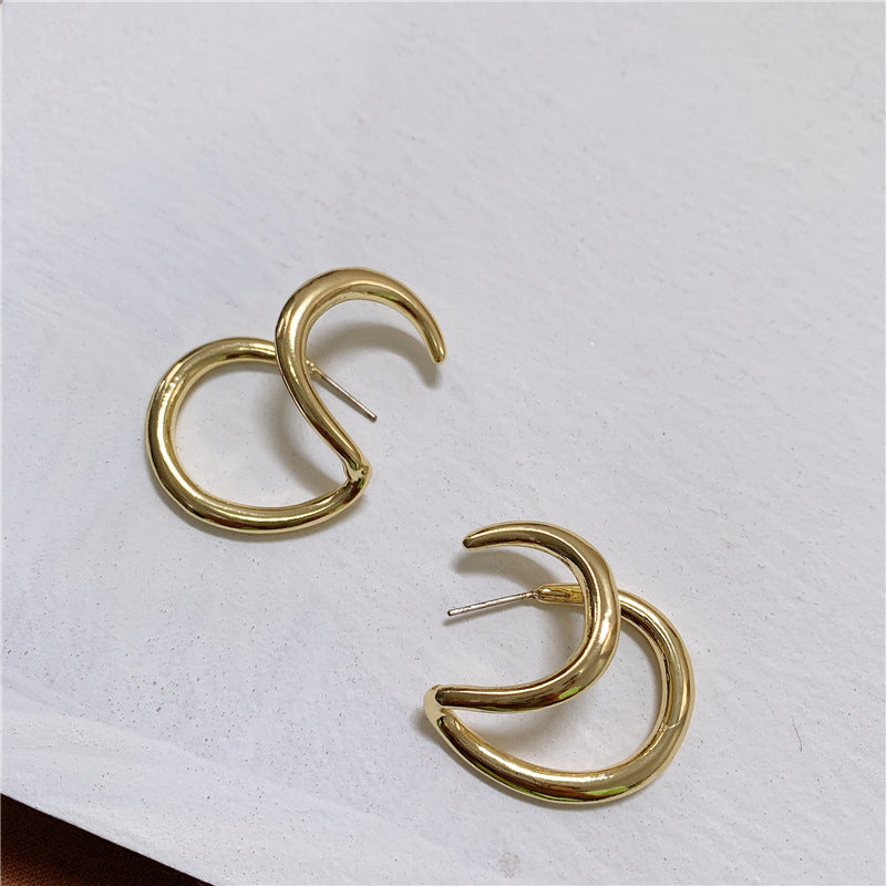 Double Stacking Earrings, Minimalist Gold Statement Earrings, Silver Wrap Earrings