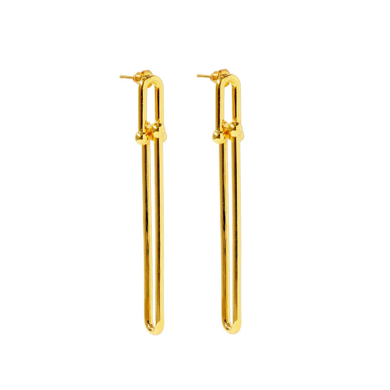 Horseshoe Linked Chain Stud Earrings