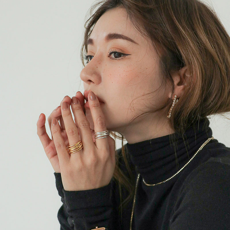 Multi-Wired Wide Band Ring 18K Gold and Silver