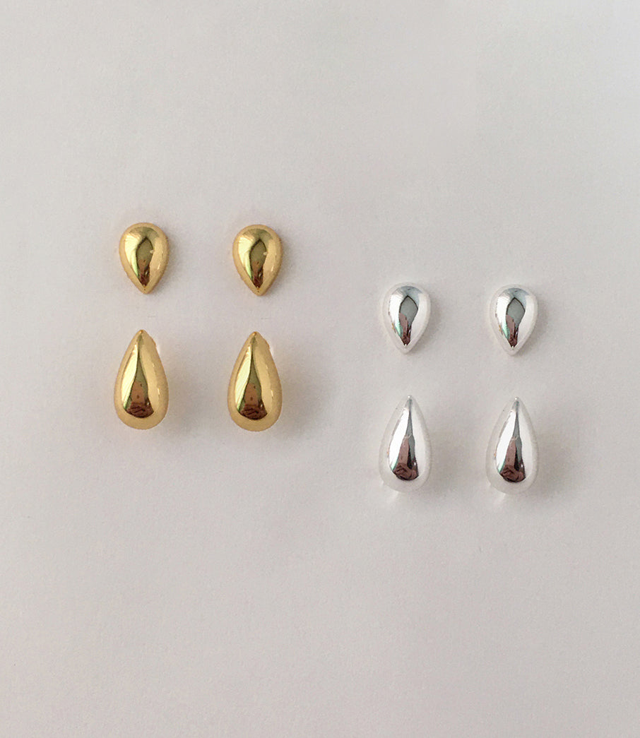 Morning Dew 2-Way Dainty Stud Earrings 18K Gold/Silver