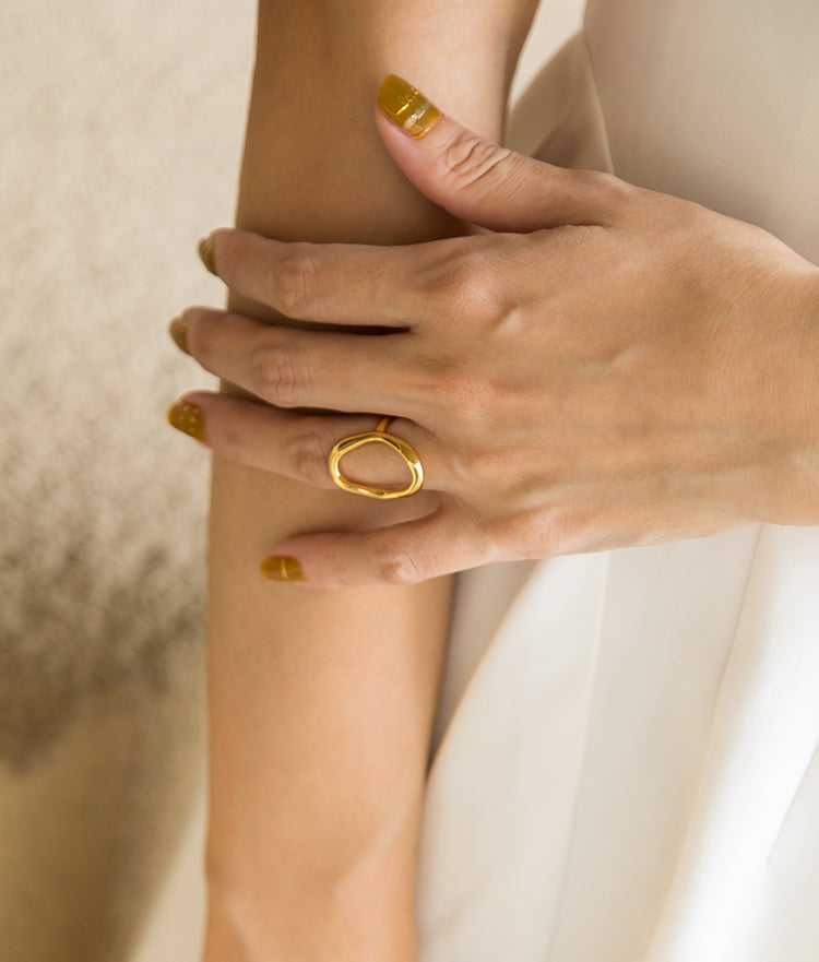Venus Abstract Oval Open Ring 18K Gold & Silver