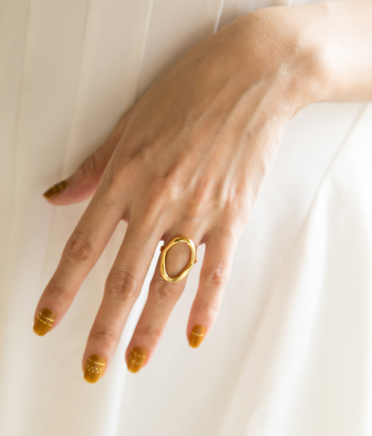 Venus Abstract Oval Open Ring 18K Gold & Silver