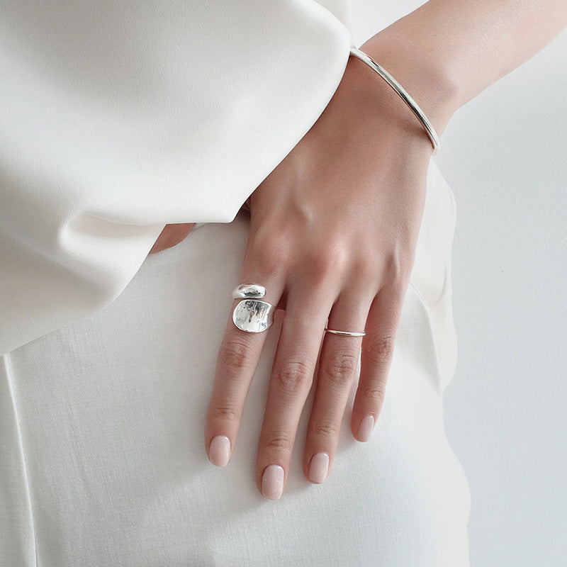 Contempory Ring Gold Wide Band Ring, Artisan Ring, Chunky Ring, Boho Ring, Punk Ring