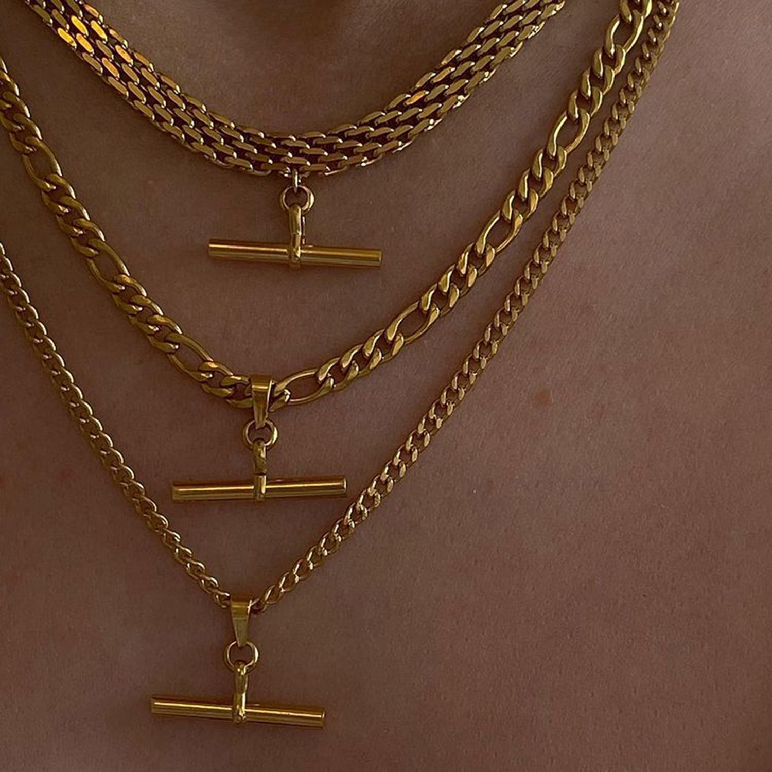 Skinny Bar Chokers Figaro Curb Twisted Rope Flat Chain