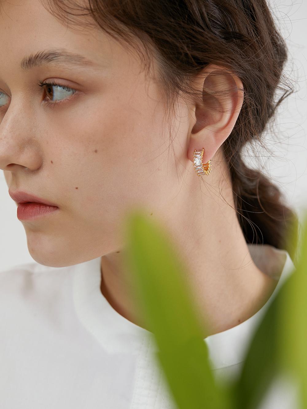 Sparkling Gemstones Earrings, Everyday Minimalist Paved Stones Studs Hoops