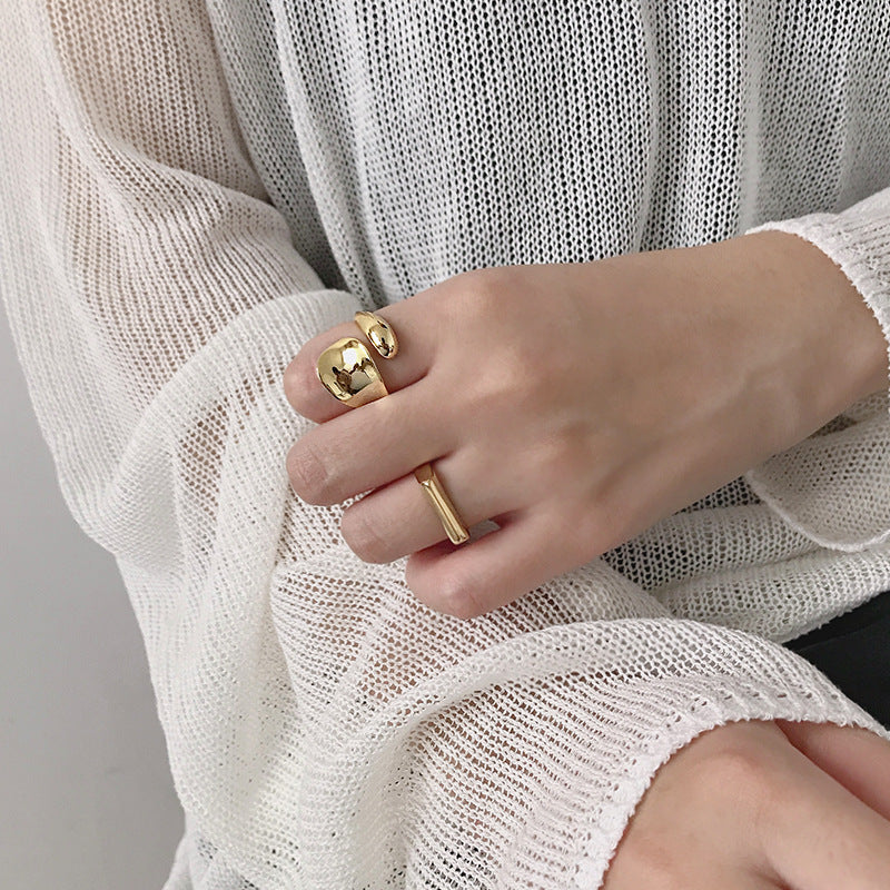 Contempory Ring Gold Wide Band Ring, Artisan Ring, Chunky Ring, Boho Ring, Punk Ring