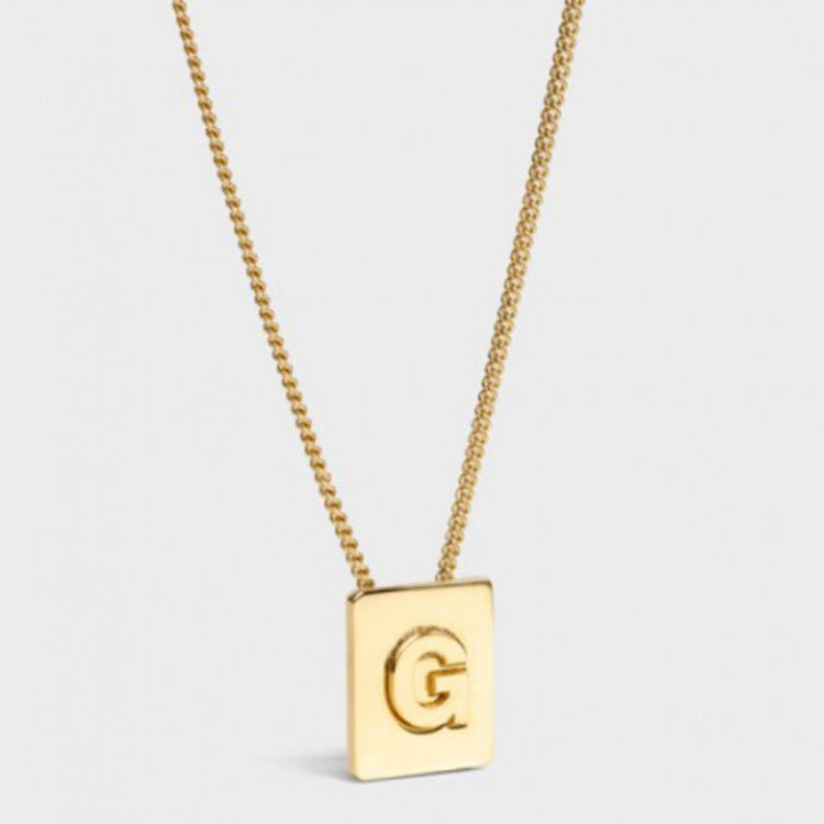 Parisian Initial Square Pendant Necklace 18K