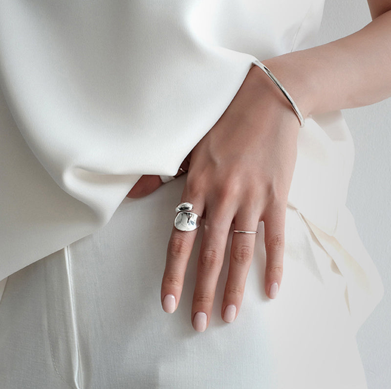 Contempory Ring Gold Wide Band Ring, Artisan Ring, Chunky Ring, Boho Ring, Punk Ring