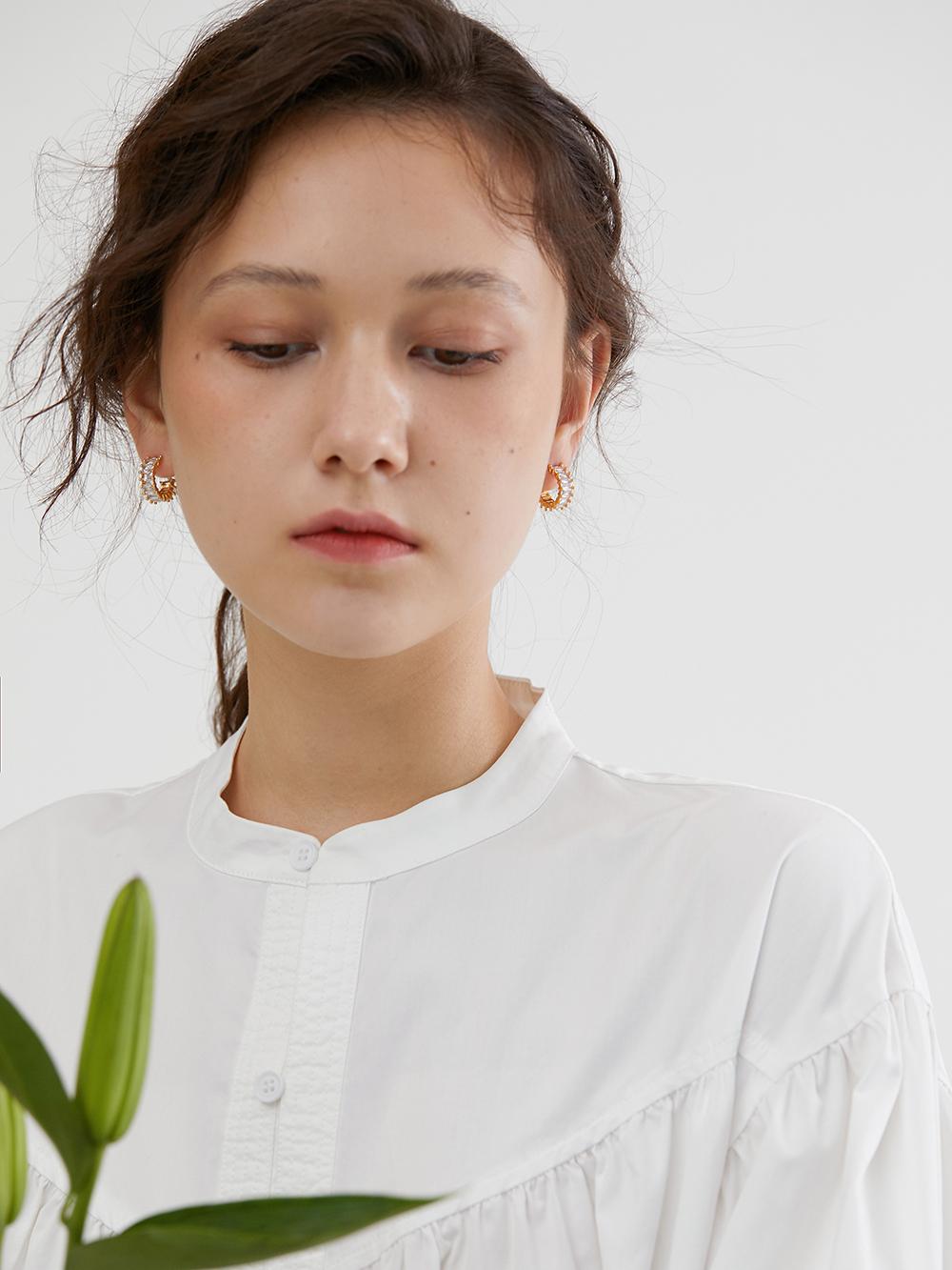 Sparkling Gemstones Earrings, Everyday Minimalist Paved Stones Studs Hoops
