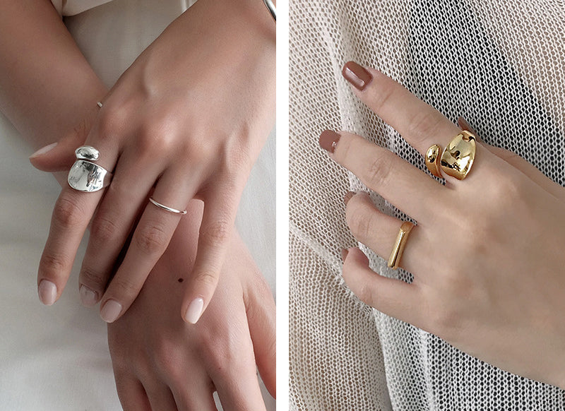 Contempory Ring Gold Wide Band Ring, Artisan Ring, Chunky Ring, Boho Ring, Punk Ring