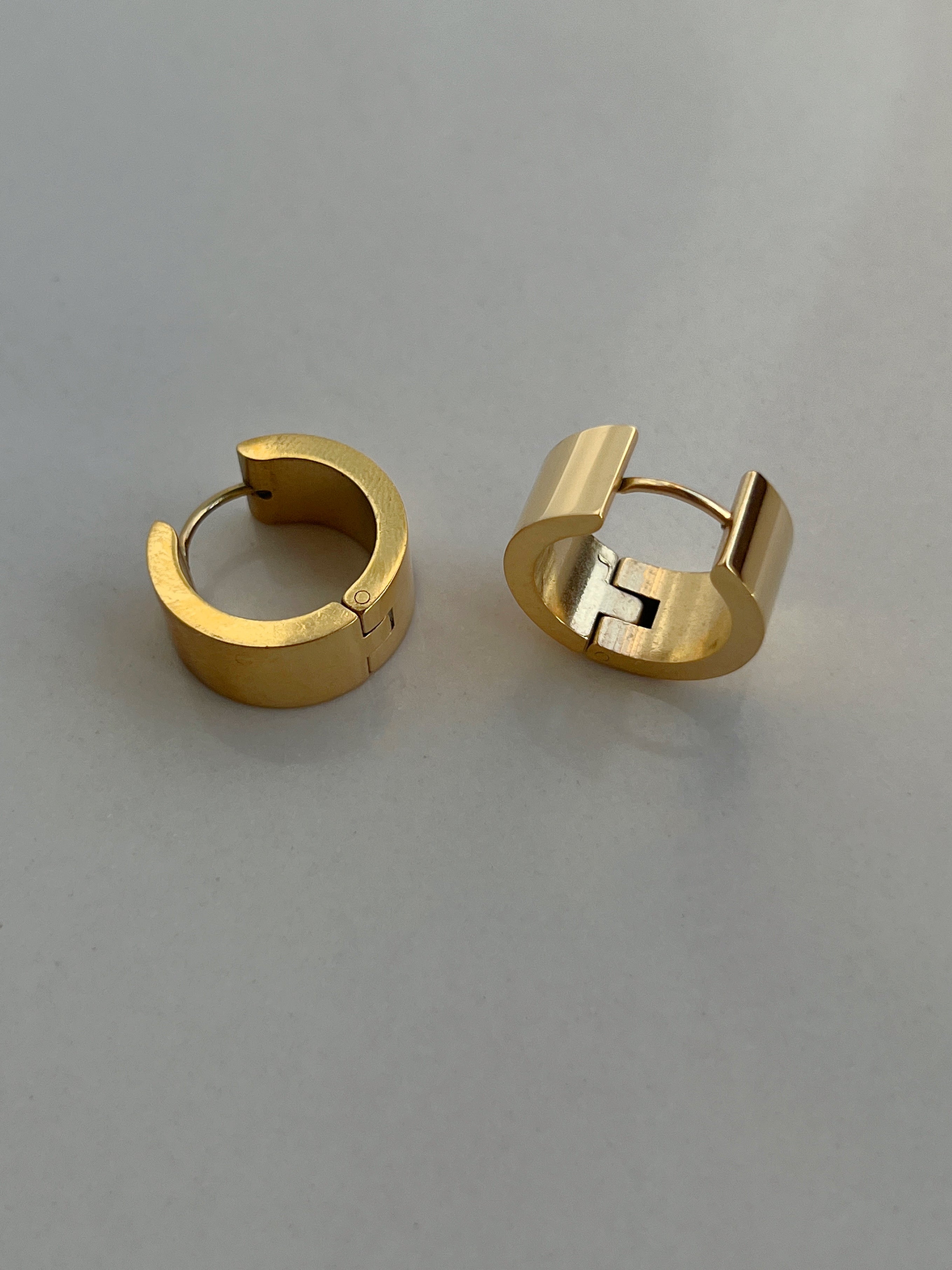 Flat Wide Hoops 18K Waterproof Titanium Steel