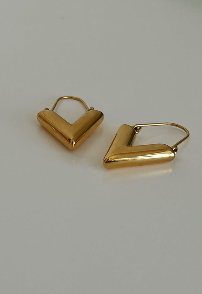 Louis Vuitton Essential 'V' Hoops - Brass Drop, Earrings