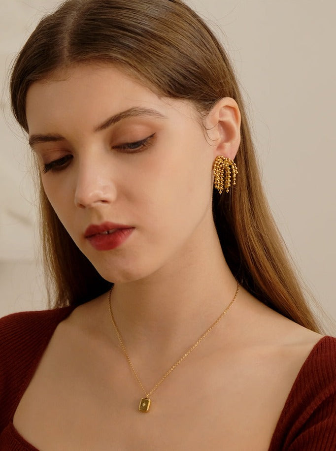 Riverside Gold Tassel Earrings Fringe Earrings 18K Gold