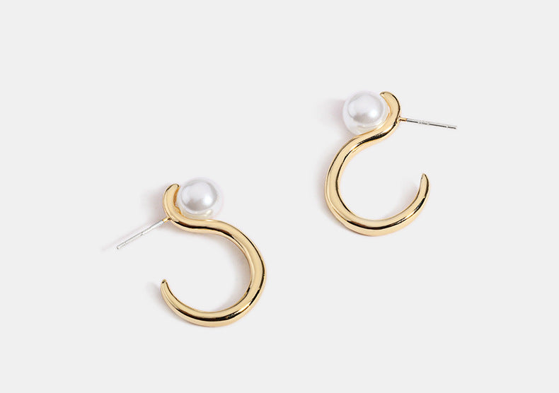 Gold Pearl Stud Earrings