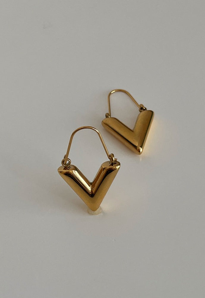 LOUIS VUITTON earring M61088 Hoop Earring Essential V Gold Plated gold  Women Used