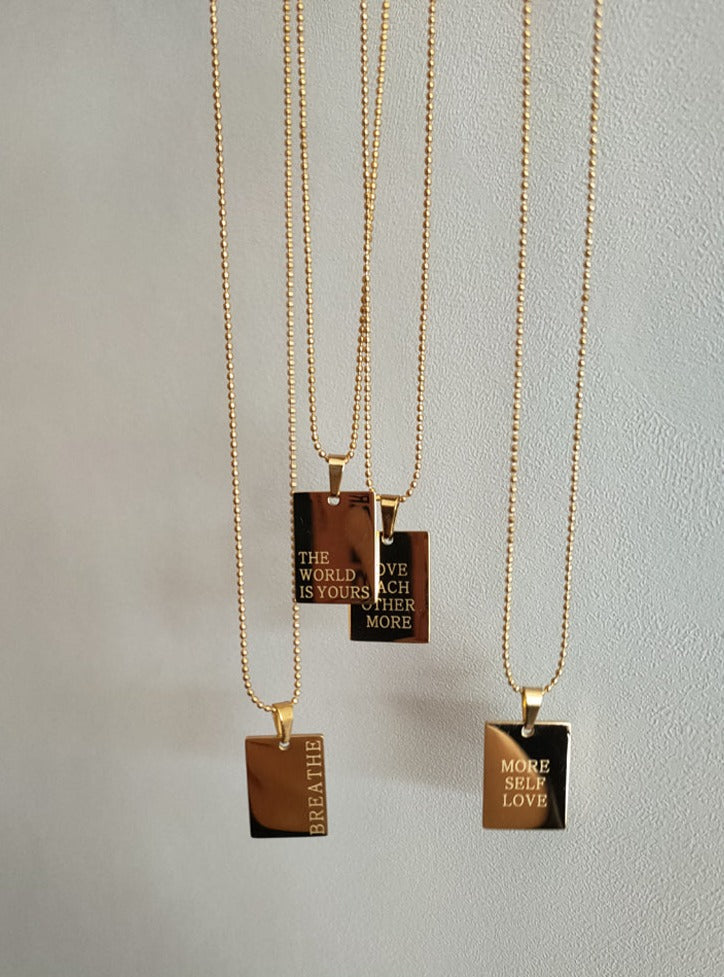 Engraved Inspiring Quote Necklace Empowerment Necklace Waterproof