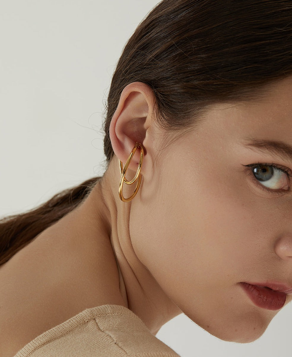 The Planet Spherical Ear Cuff 18K Gold/Silver