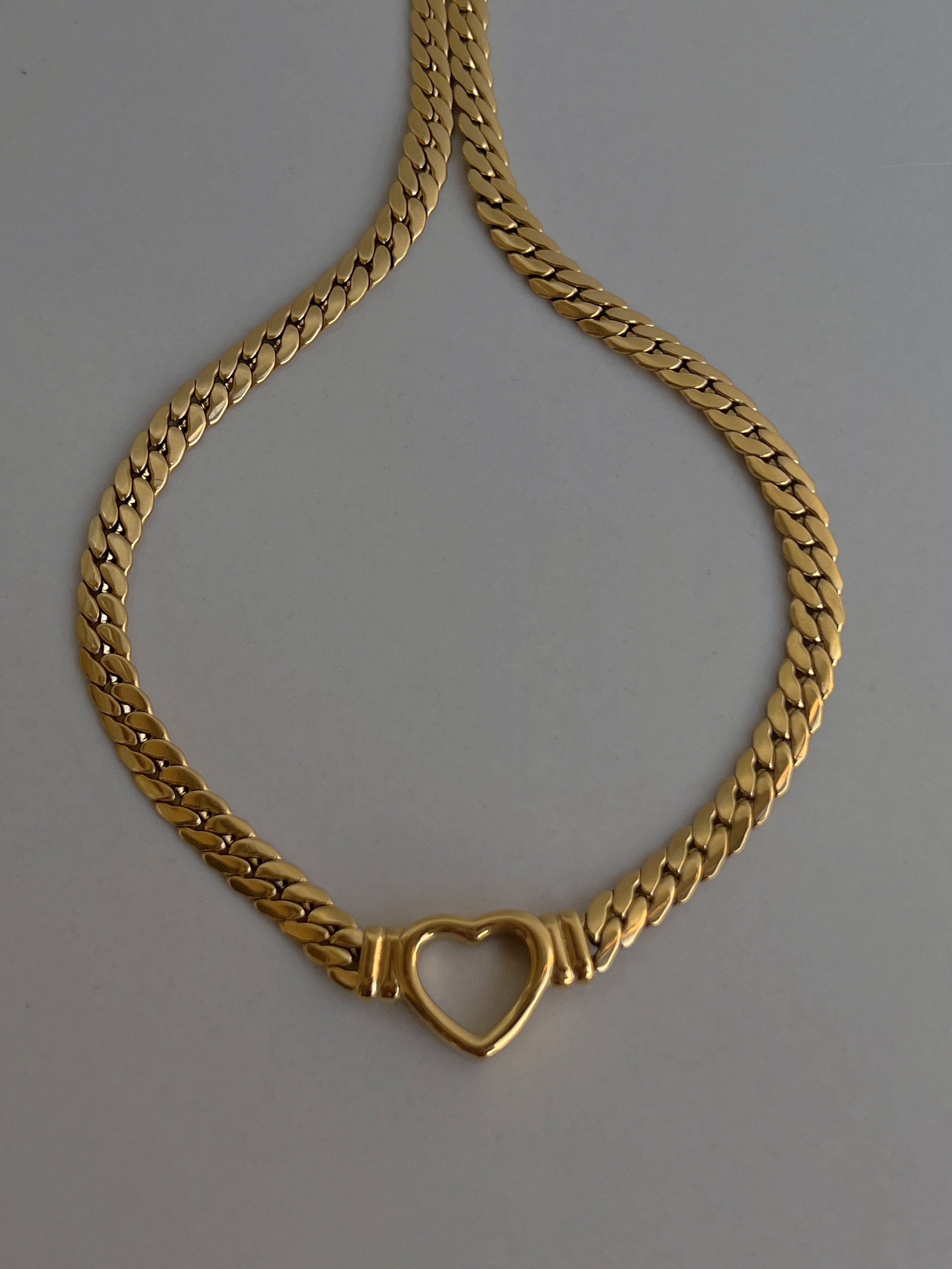 Lydia Curb Chain Heart Necklace 18K Gold/Silver
