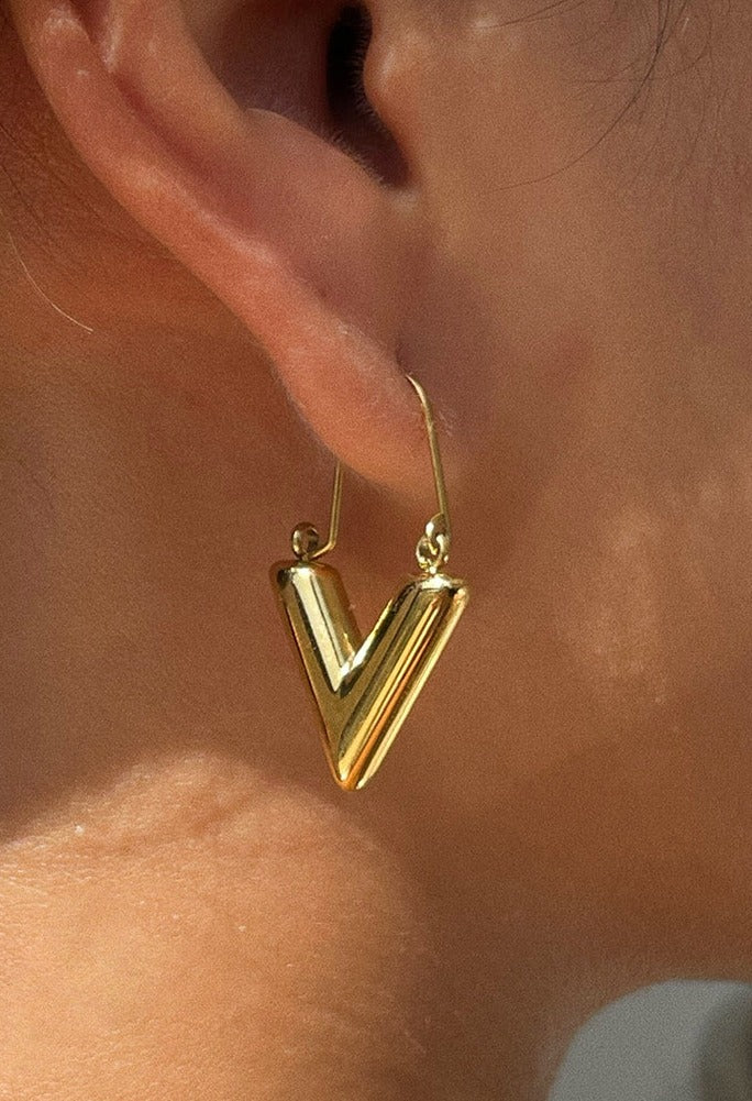 Louis Vuitton Gold V Earrings