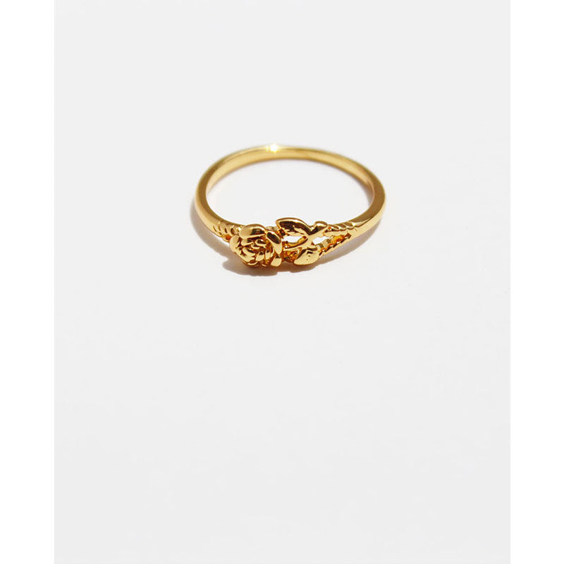 Vintage French Rose Ring 18K Gold & Silver