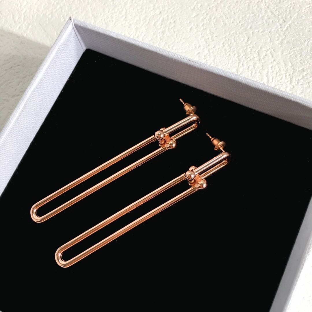 Horseshoe Linked Chain Stud Earrings