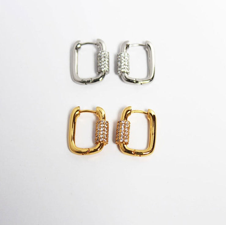 Despoina Dainty Square Hoops with CZs
