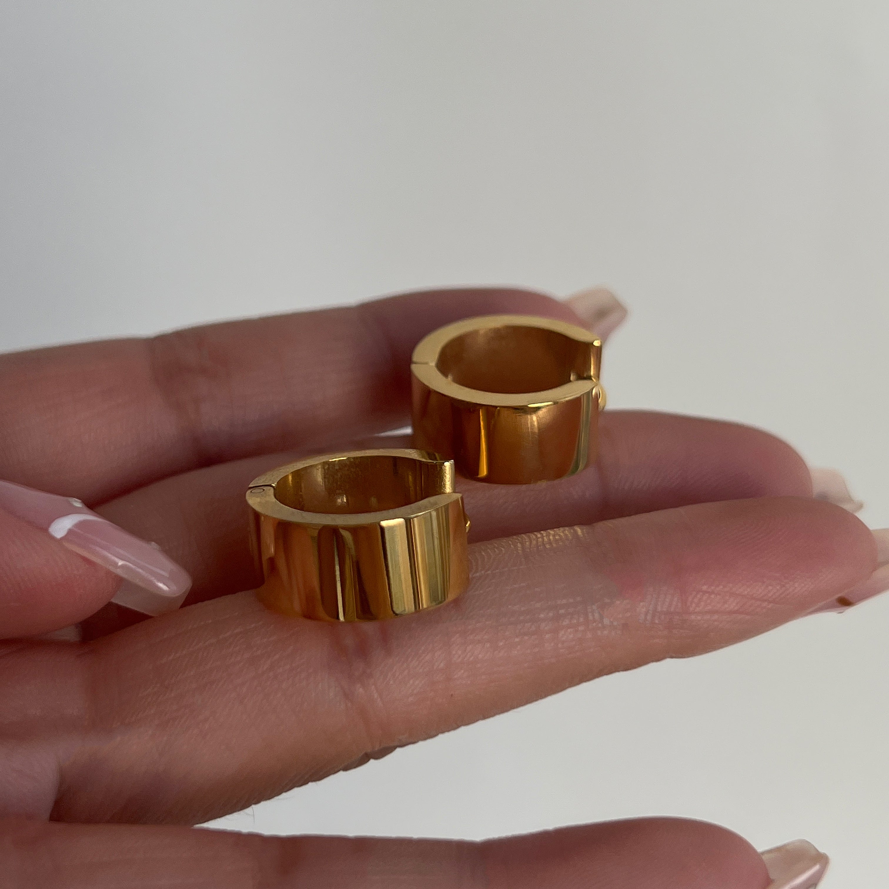 Flat Wide Hoops 18K Waterproof Titanium Steel