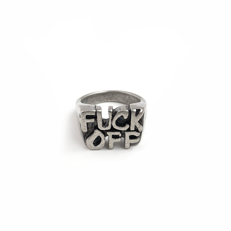 Go Punk Word Ring Wide Band 18K Gold/Silver