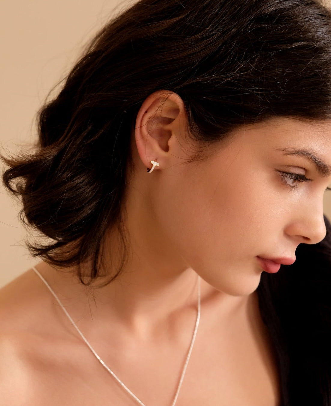 White Enamel Gold Hoops T-Wrap and Clover 18K Gold