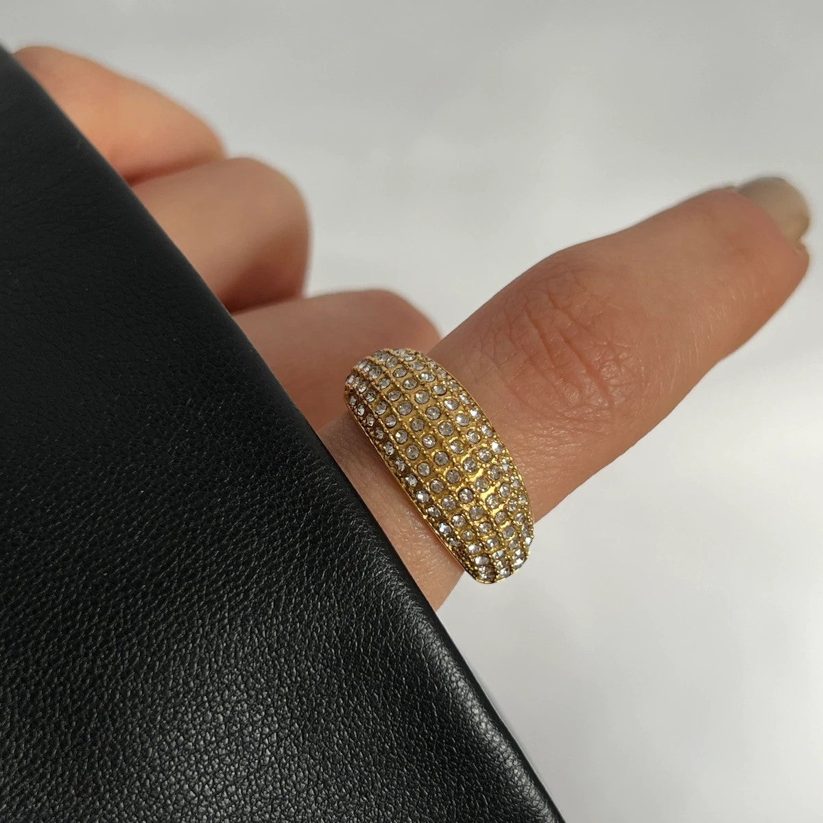 Vasiliki Paved CZ Dome Ring 18K Gold