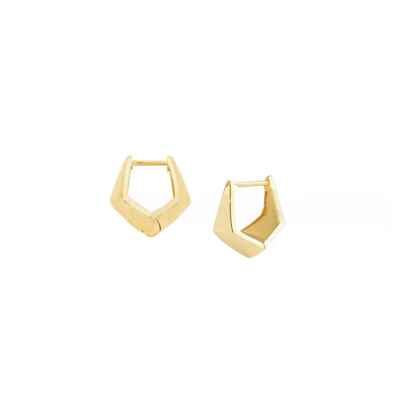 Polygonal Spearhead Dainty Hoops 18K