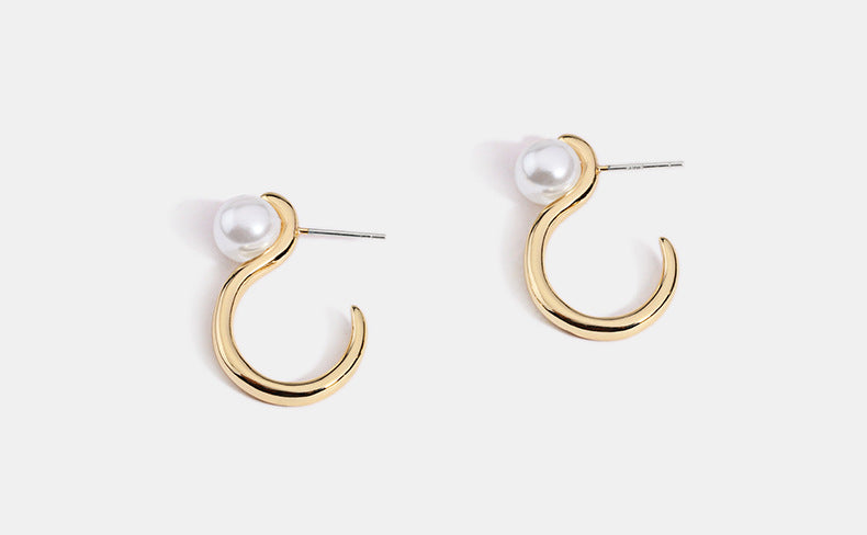 Gold Pearl Stud Earrings