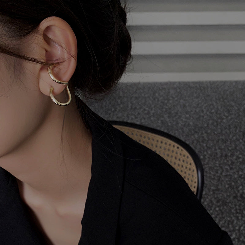Double Stacking Earrings, Minimalist Gold Statement Earrings, Silver Wrap Earrings