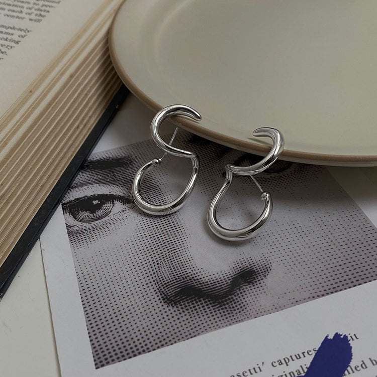 Double Stacking Earrings, Minimalist Gold Statement Earrings, Silver Wrap Earrings