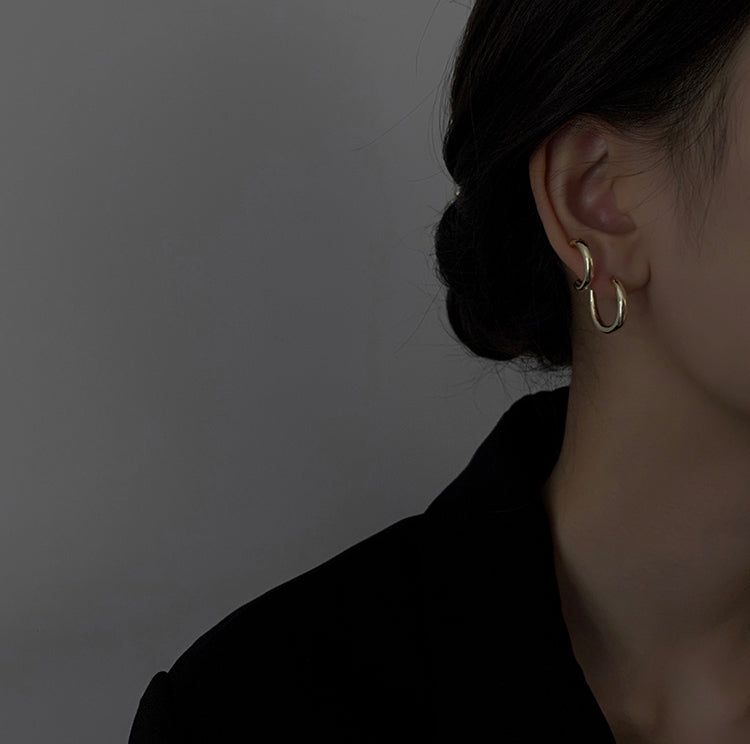 Double Stacking Earrings, Minimalist Gold Statement Earrings, Silver Wrap Earrings