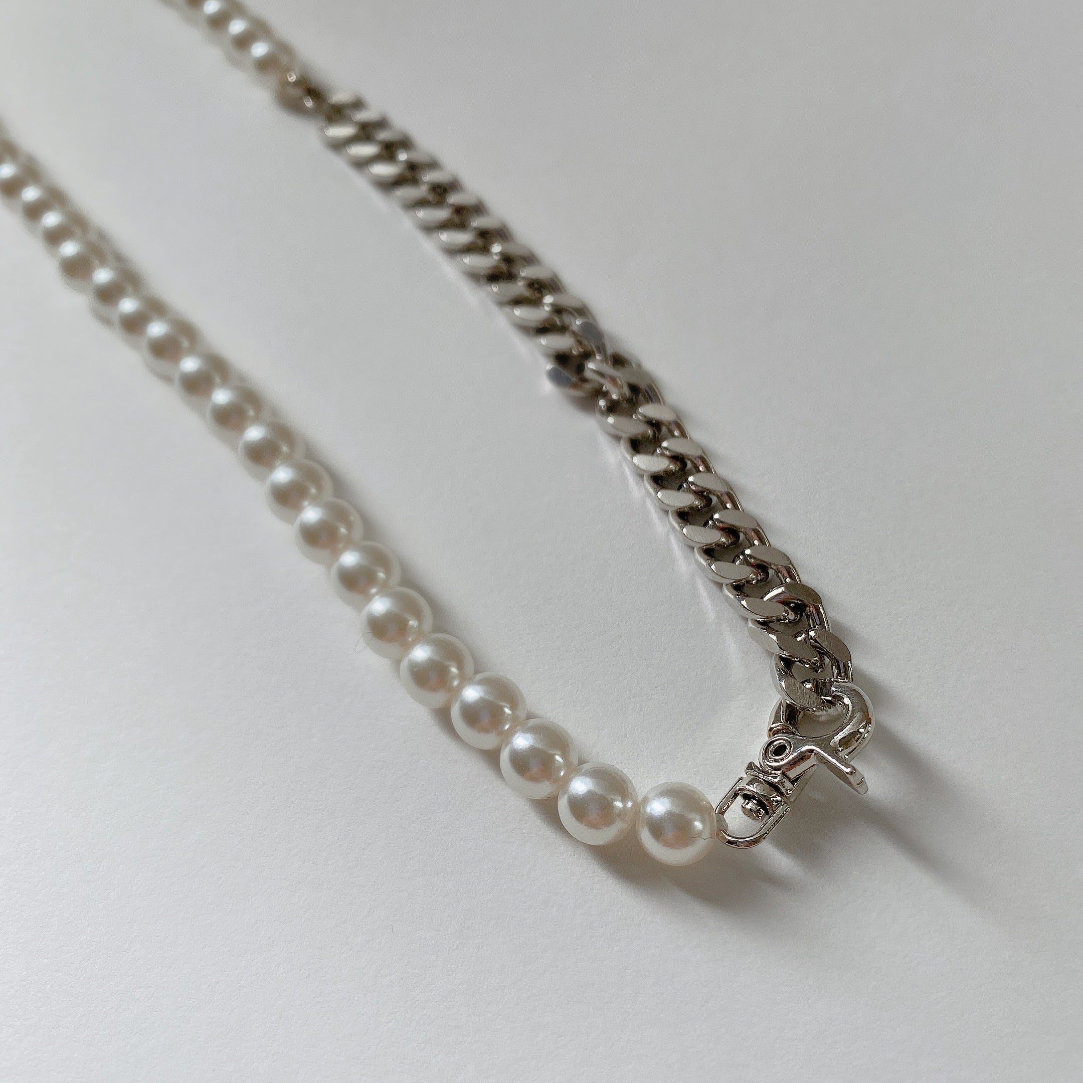Gioconda Pearl & Curb Mixed Chain Necklace