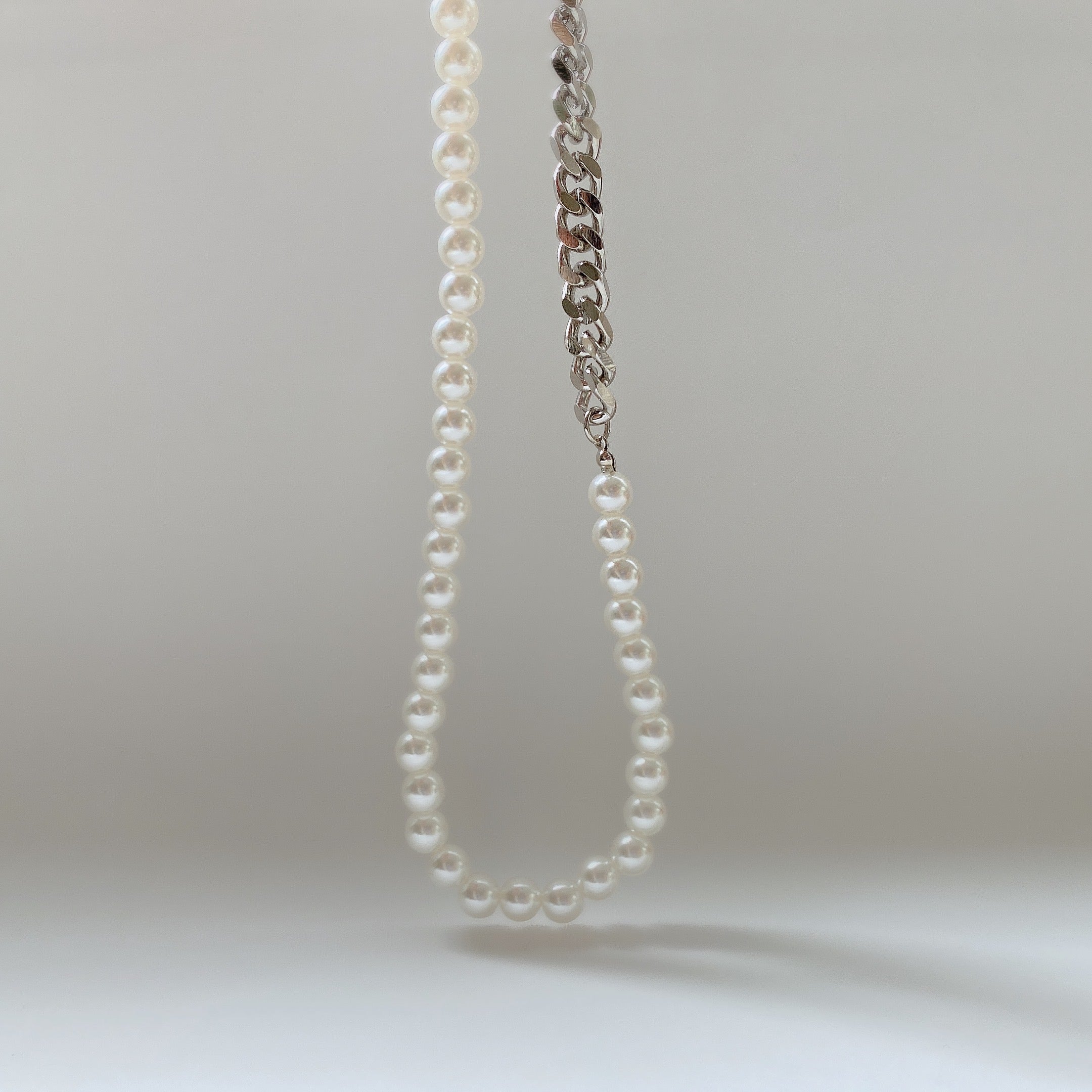 Gioconda Pearl & Curb Mixed Chain Necklace