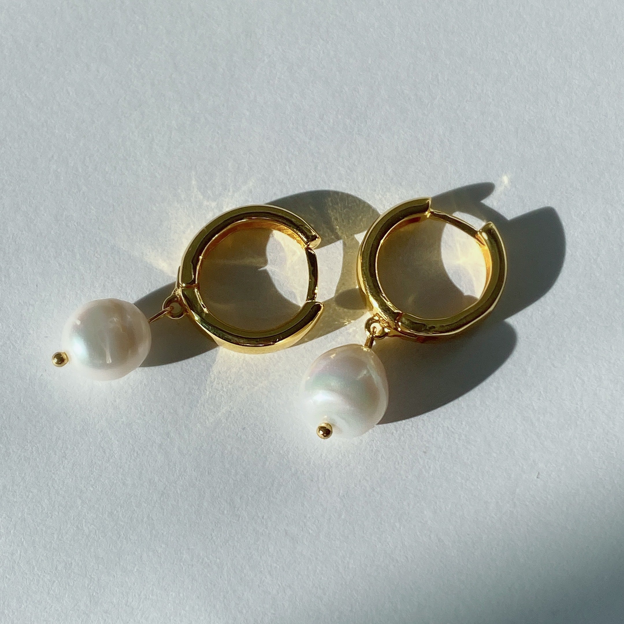 Liana Freshwater Pearl Huggie Hoops 18K Gold