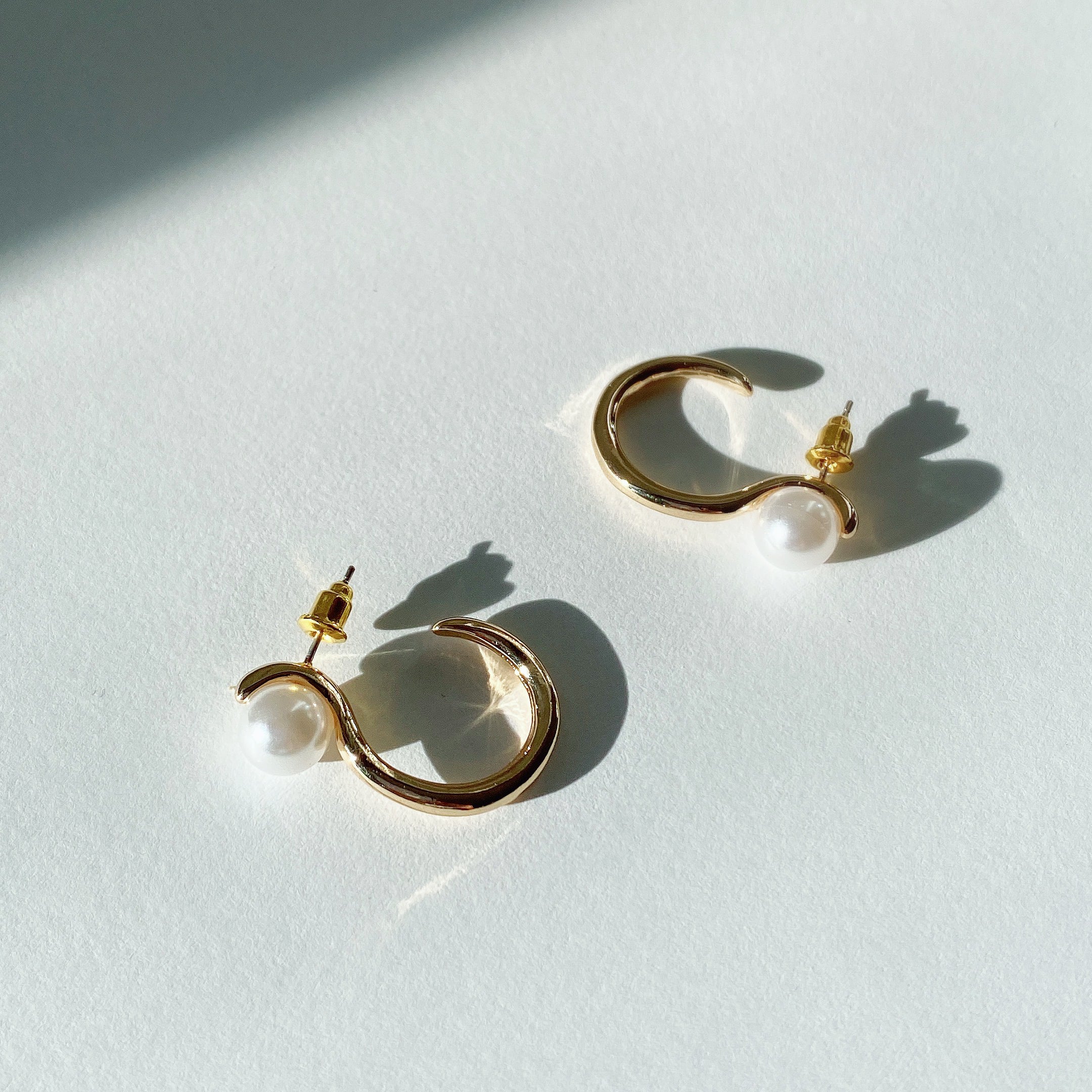 Gold Pearl Stud Earrings