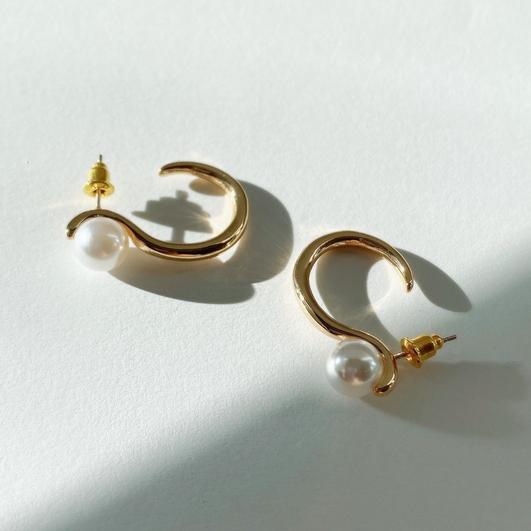Gold Pearl Stud Earrings